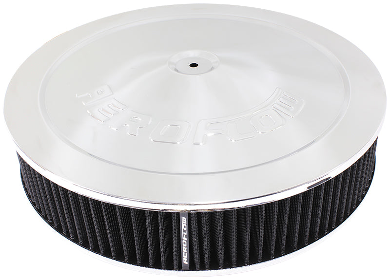 14" x 3" Air Cleaner Assy 7-5/16" Flat Base Chrome Cotto AF2851-1234 - Aeroflow