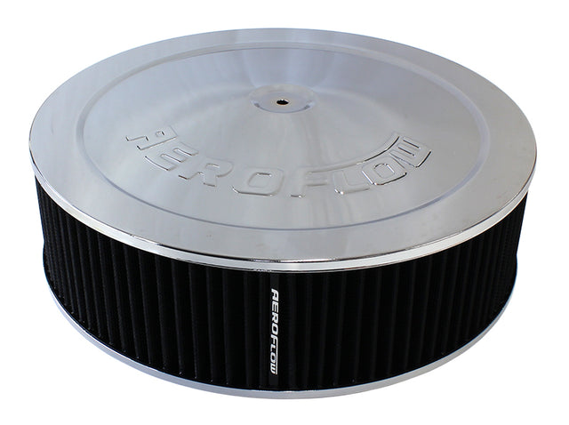 14" x 4" Air Cleaner Assy 7-5/16" Flat Base Chrome Cotto AF2851-1235 - Aeroflow