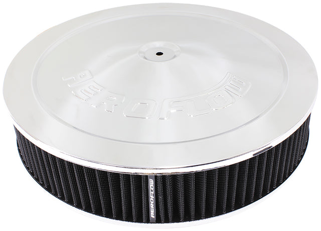14" x 3" Air Cleaner Assy 5-1/8" Drop Base Chrome Cotton AF2851-1280 - Aeroflow