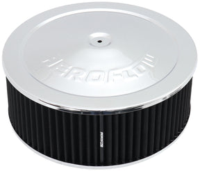 14" x 5" Air Cleaner Assy 5-1/8" Drop Base Chrome Cotton AF2851-1300 - Aeroflow