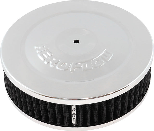 7" x 2" Air Cleaner Assy 5-1/8" Flat Base Chrome Cotton AF2851-1320 - Aeroflow
