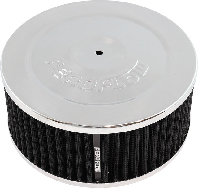 7" x 3" Air Cleaner Assy 5-1/8" Flat Base Chrome Cotton AF2851-1330 - Aeroflow