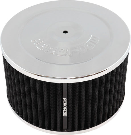 7" x 4" Air Cleaner Assy 5-1/8" Flat Base Chrome Cotton AF2851-1335 - Aeroflow
