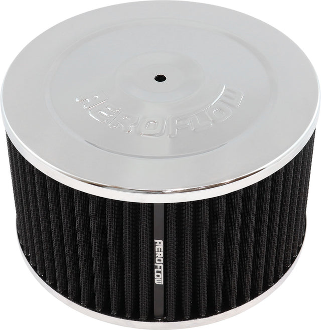 7" x 4" Air Cleaner Assy 5-1/8" Flat Base Chrome Cotton AF2851-1335 - Aeroflow