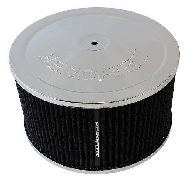9" x 5" Air Cleaner Assembly 5-1/8" Neck, Chrome, Cotton AF2851-1365 - Aeroflow