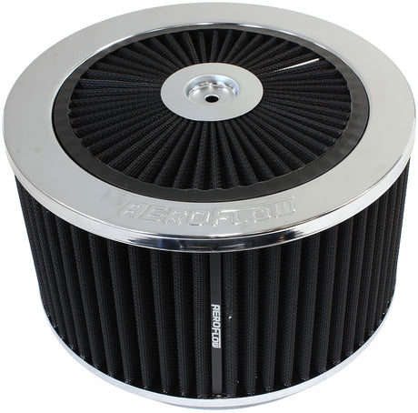 9" x 5" Full Flow Air Cleanerassembly 5-1/8" Chrome Cotton AF2851-1375 - Aeroflow