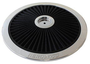 14" Chrome Full Flow Top Plate Black Cotton Hi Flow & Filtration AF2851-1401 - Aeroflow