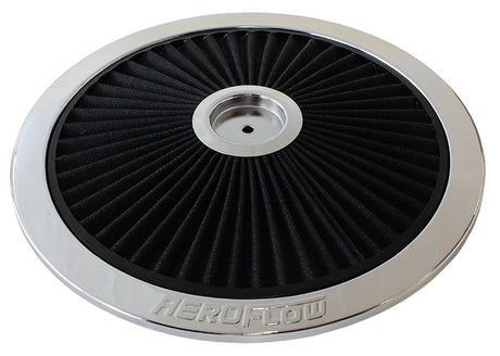 14" Chrome Full Flow Top Plate Black Cotton Hi Flow & Filtration AF2851-1401 - Aeroflow