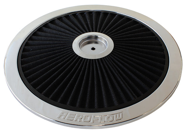 14" Chrome Full Flow Top Plate Black Cotton Hi Flow & Filtration AF2851-1401 - Aeroflow