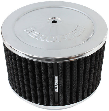 6-3/8" x 4" Air Cleaner Assy 5-1/8" Neck, Chrome, Cotton AF2851-3981 - Aeroflow