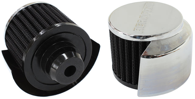 1-1/4" Push In Breather With Shield 3" O.D 2-1/2" H Chrome Top AF2871-1516 - Aeroflow