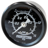 1-1/2" 0-15 Liquid Press Gauge Black Face White Pointer AF30-2200 - Aeroflow