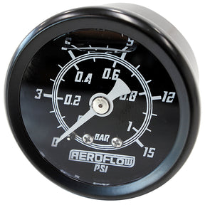 1-1/2" 0-15 Liquid Press Gauge Black Face White Pointer AF30-2200 - Aeroflow