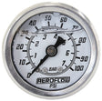 1-1/2" 0-100 PSI Liq Fil Gauge White Face Black Pointer AF30-2203 - Aeroflow