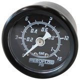 1-1/2" 0-15 PSI Press Gauge Black Face White Pointer AF30-2204 - Aeroflow