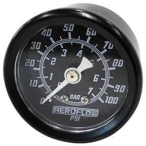 1-1/2" 0-100 PSI Press Gauge Black Face White Pointer AF30-2205 - Aeroflow