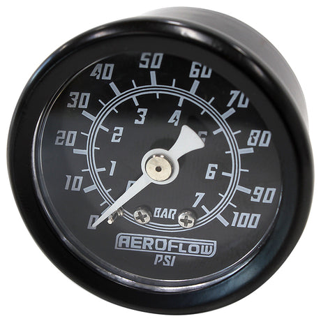 1-1/2" 0-100 PSI Press Gauge Black Face White Pointer AF30-2205 - Aeroflow