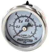 1-1/2" 0-15 PSI Pressure Gauge White Face Black Pointer AF30-2206 - Aeroflow