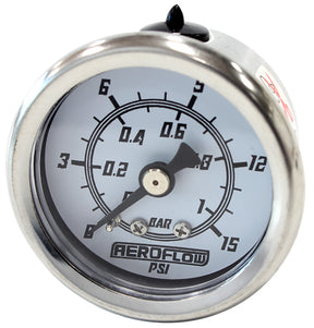 1-1/2" 0-15 PSI Pressure Gauge White Face Black Pointer AF30-2206 - Aeroflow