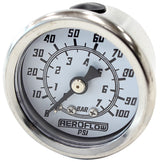 1-1/2 0-100 PSI Pressure Gauge White Face Black Pointer AF30-2207 - Aeroflow