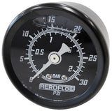 1-1/2" 0-30 PSI Liq Fill Gauge Black Face White Pointer AF30-2208 - Aeroflow