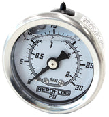 1-1/2" 0-30 PSI Liq Fill Gauge White Face Black Pointer AF30-2209 - Aeroflow