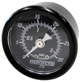 1-1/2" 0-30 PSI Press Gauge Black Face White Pointer AF30-2210 - Aeroflow