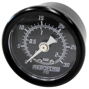 1-1/2" 0-30 PSI Press Gauge Black Face White Pointer AF30-2210 - Aeroflow