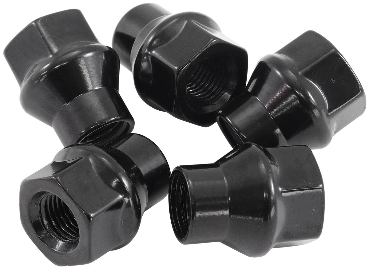 7/16"-20 Conical Et Open Wheel Nuts Black (5 Pack) AF3011-4000 - Aeroflow