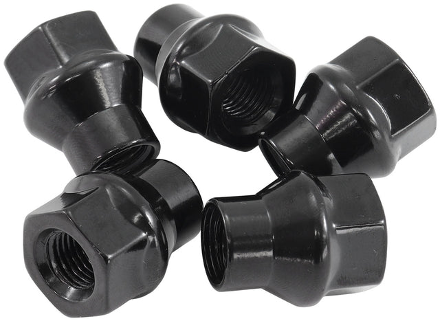 7/16"-20 Conical Et Open Wheel Nuts Black (5 Pack) AF3011-4000 - Aeroflow