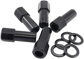 7/16"-20 1.38" Shank Open Wheel Nuts Black (5 Pack) AF3011-9000 - Aeroflow
