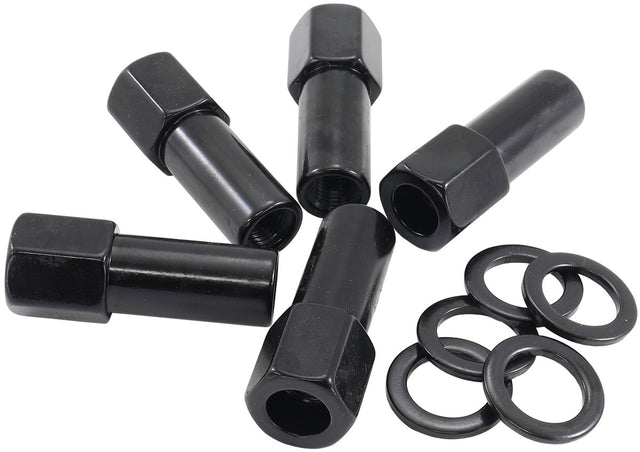 7/16"-20 1.38" Shank Open Wheel Nuts Black (5 Pack) AF3011-9000 - Aeroflow