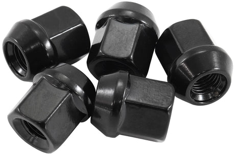 1/2"-20 Acorn Short Open Wheel Nuts Black (5 Pack) AF3012-1000 - Aeroflow