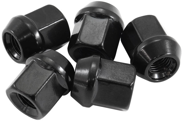 1/2"-20 Acorn Short Open Wheel Nuts Black (5 Pack) AF3012-1000 - Aeroflow