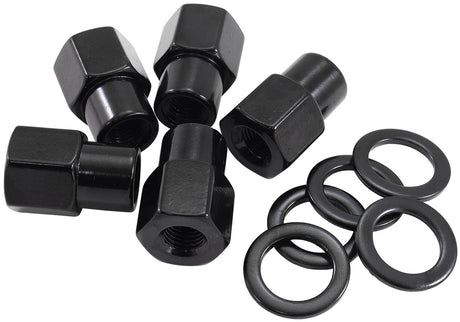 M12 x 1.25mm .550" Shank Open Wheel Nuts Black (5 Pack) AF3015-6000 - Aeroflow