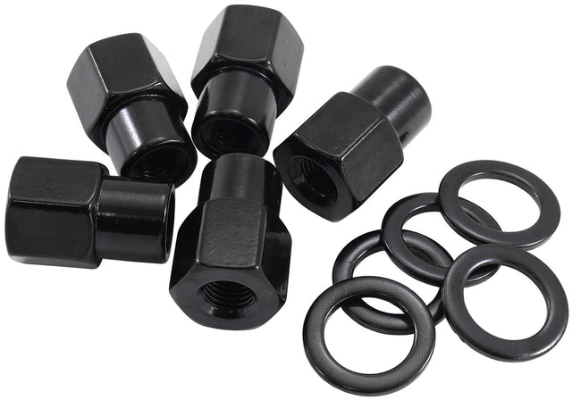 M12 x 1.25mm .550" Shank Open Wheel Nuts Black (5 Pack) AF3015-6000 - Aeroflow