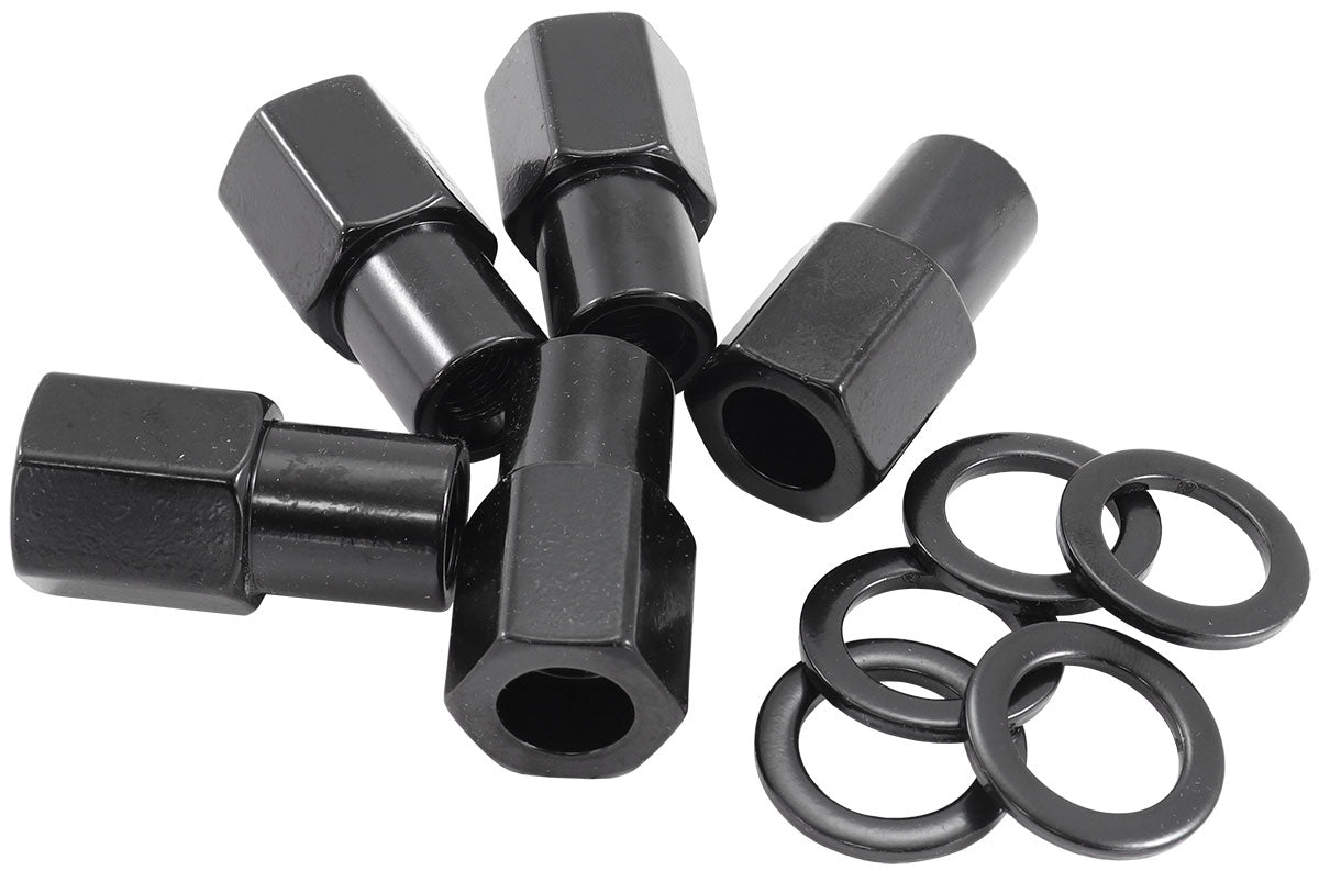M12 x 1.25mm .750" Shank Open Wheel Nuts Black (5 Pack) AF3015-7000 - Aeroflow