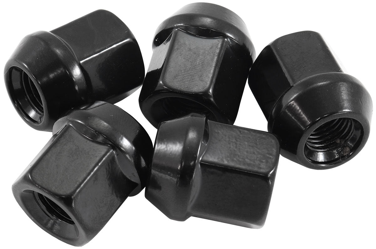 M14 x 1.50mm Acorn Short Open Wheel Nuts Black (5 Pack) AF3018-1000 - Aeroflow