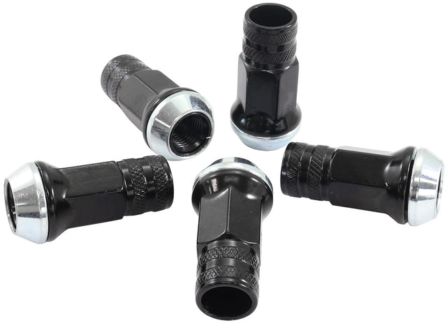 M14 x 1.50mm Acorn Long Open Wheel Nuts Black (5 Pack) AF3018-3000 - Aeroflow