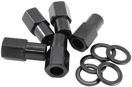 M14 x 1.50mm .750" Shank Open Wheel Nuts Black (5 Pack) AF3018-7000 - Aeroflow