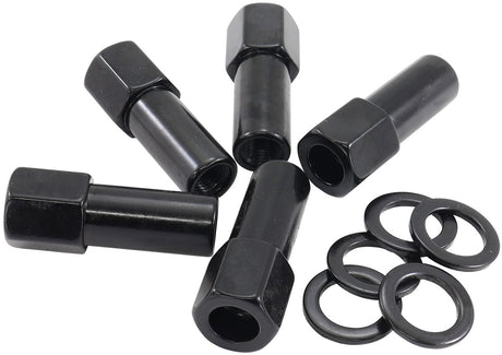 M14 x 1.50mm 1.38" Shank Open Wheel Nuts Black (5 Pack) AF3018-9000 - Aeroflow