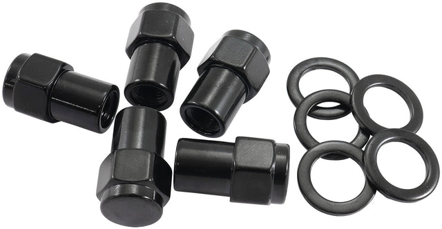 7/16"-20 .550" Shank Closed Wheel Nuts Black (5 Pack) AF3021-6000 - Aeroflow