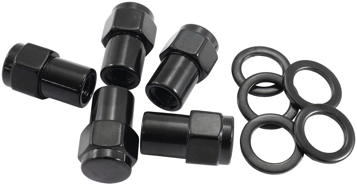 1/2"-20 .550" Shank Closed Wheel Nuts Black (5 Pack) AF3022-6000 - Aeroflow