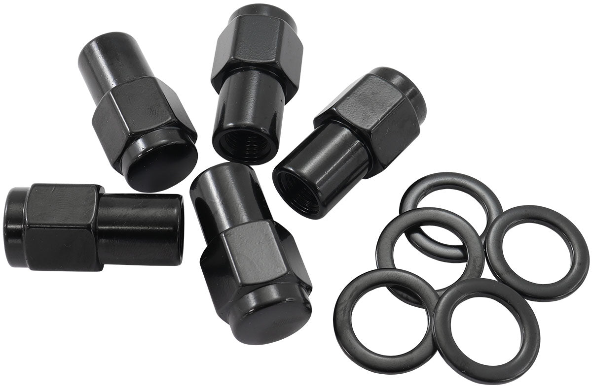 1/2"-20 .750" Shank Closed Wheel Nuts Black (5 Pack) AF3022-7000 - Aeroflow
