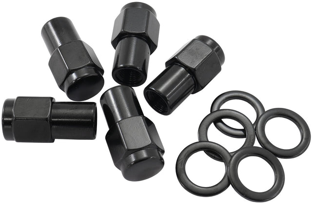 1/2"-20 .750" Shank Closed Wheel Nuts Black (5 Pack) AF3022-7000 - Aeroflow