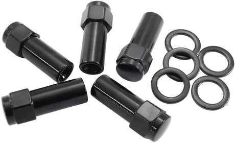 1/2"-20 1.38" Shank Closed Wheel Nuts Black (5 Pack) AF3022-9000 - Aeroflow