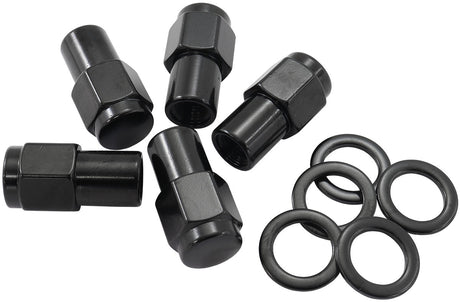 M12 x 1.25mm .750" Shank Closed Wheel Nuts Black (5) AF3025-7000 - Aeroflow