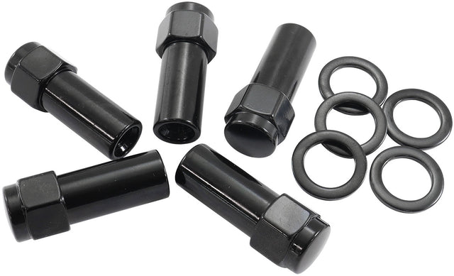 M14 x 1.50mm 1.38" Shank Closed Wheel Nuts Black (5) AF3028-9000 - Aeroflow