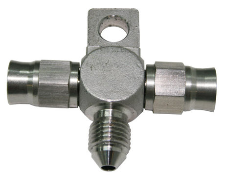 Stainless -3AN Tee With Mount Teflon Ends With -3AN On Side AF328-03-03 - Aeroflow