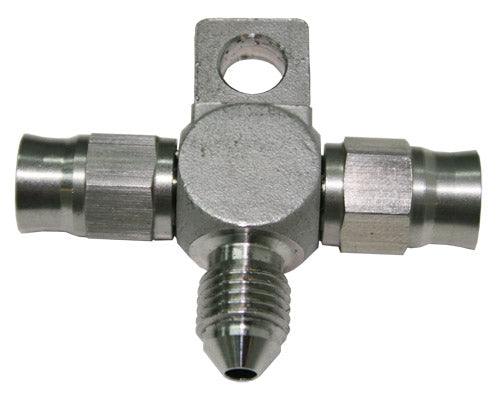 Stainless -3AN Tee With Mount Teflon Ends With -3AN On Side AF328-03-03 - Aeroflow
